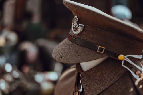 military uniform brown navy cap vintage